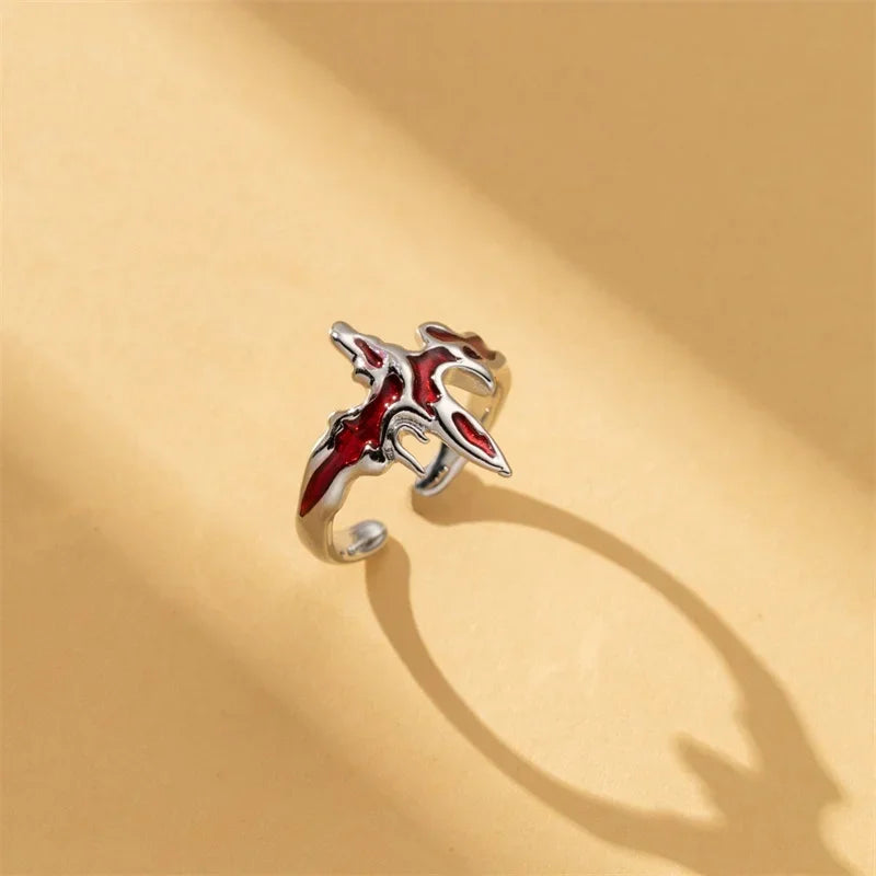 Aerix Vanta Goth Ring mit rotem Kristall