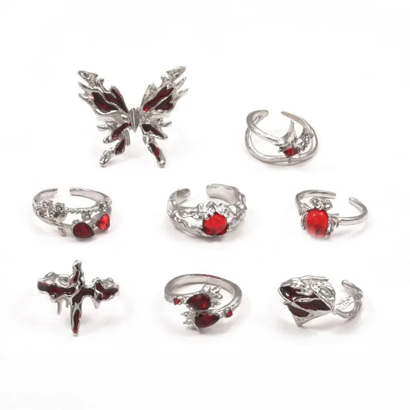 Aerix Vanta Goth Ring mit rotem Kristall