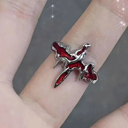 Aerix Vanta Goth Ring mit rotem Kristall
